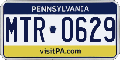 PA license plate MTR0629