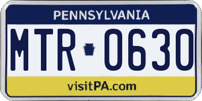 PA license plate MTR0630