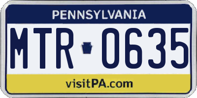 PA license plate MTR0635