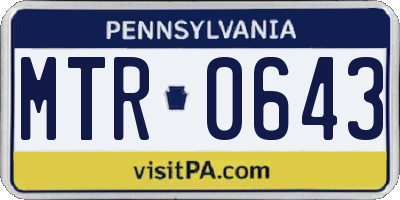 PA license plate MTR0643