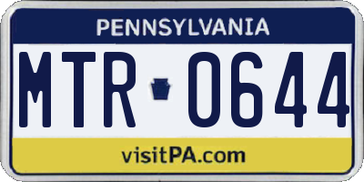PA license plate MTR0644