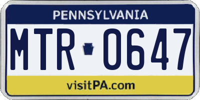 PA license plate MTR0647