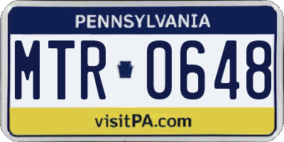 PA license plate MTR0648
