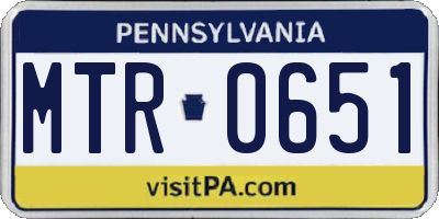PA license plate MTR0651