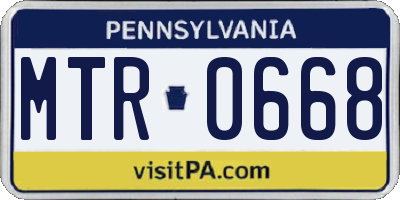 PA license plate MTR0668