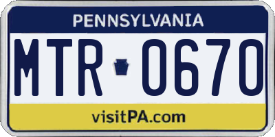 PA license plate MTR0670