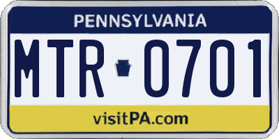 PA license plate MTR0701