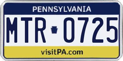PA license plate MTR0725