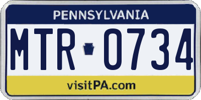 PA license plate MTR0734
