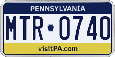 PA license plate MTR0740