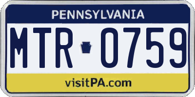 PA license plate MTR0759