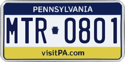 PA license plate MTR0801