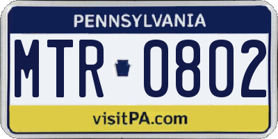 PA license plate MTR0802