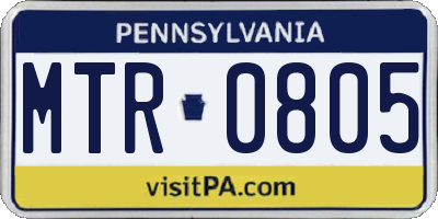 PA license plate MTR0805