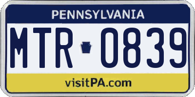 PA license plate MTR0839