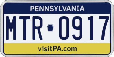 PA license plate MTR0917