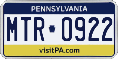 PA license plate MTR0922