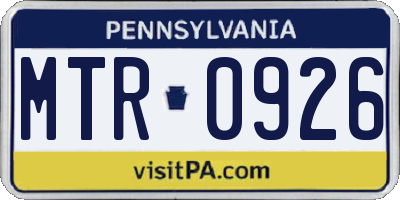 PA license plate MTR0926