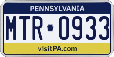 PA license plate MTR0933