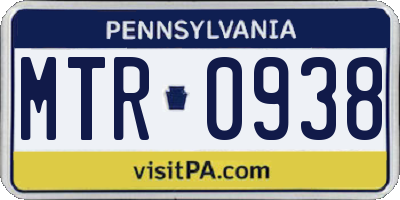 PA license plate MTR0938