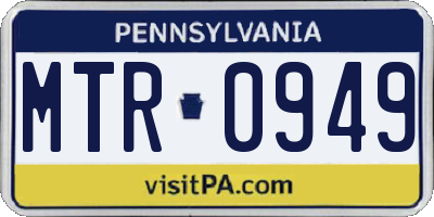 PA license plate MTR0949