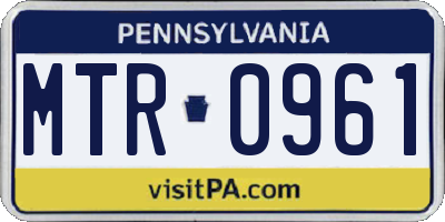 PA license plate MTR0961