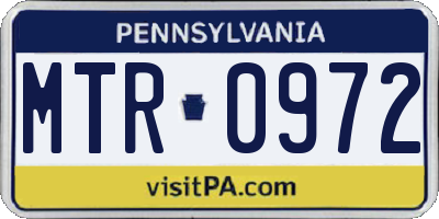 PA license plate MTR0972