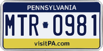 PA license plate MTR0981