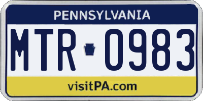 PA license plate MTR0983