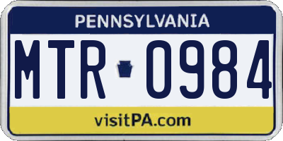 PA license plate MTR0984