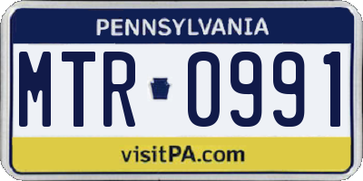 PA license plate MTR0991