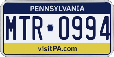 PA license plate MTR0994