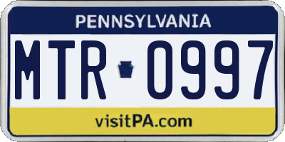 PA license plate MTR0997