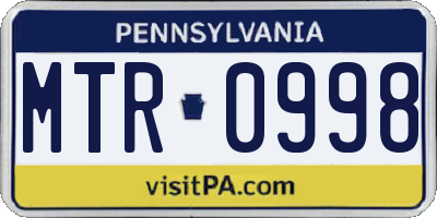 PA license plate MTR0998