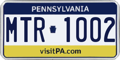 PA license plate MTR1002