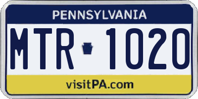 PA license plate MTR1020