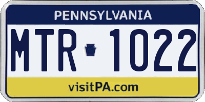 PA license plate MTR1022