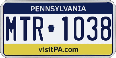 PA license plate MTR1038