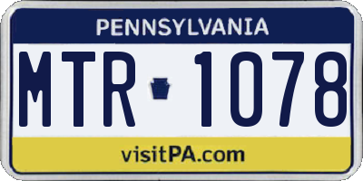PA license plate MTR1078