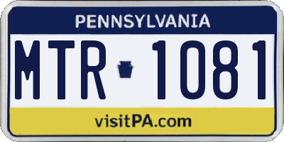 PA license plate MTR1081
