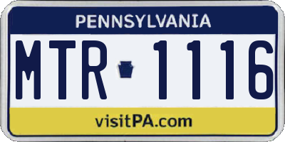 PA license plate MTR1116