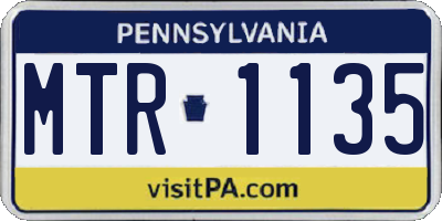 PA license plate MTR1135