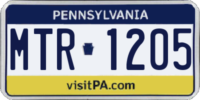 PA license plate MTR1205