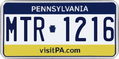 PA license plate MTR1216
