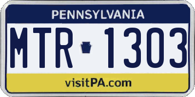 PA license plate MTR1303