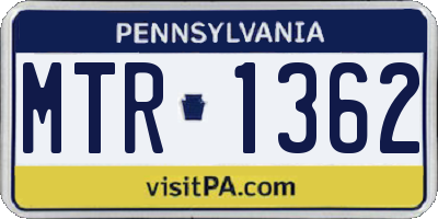 PA license plate MTR1362