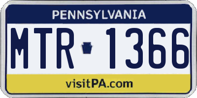 PA license plate MTR1366