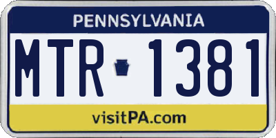 PA license plate MTR1381