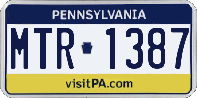 PA license plate MTR1387