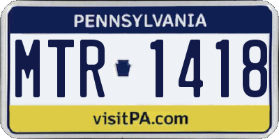 PA license plate MTR1418